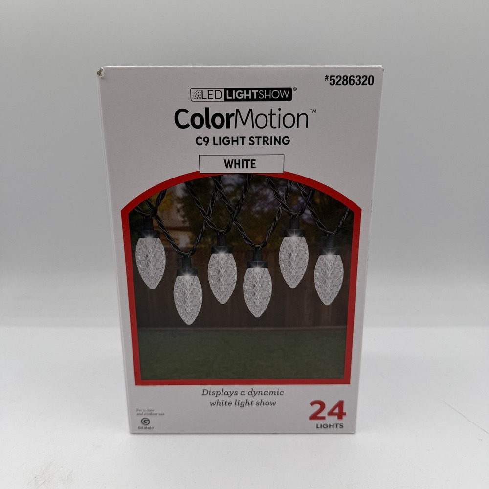 NEW 24 Ct C9 Lightshow 23' Color Motion White LED‎ Christmas Lights NIB